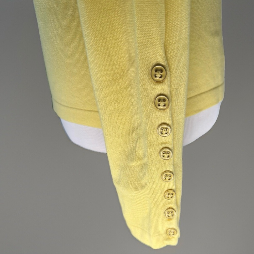 J. McLaughlin Jamey Yellow Sweater Sm Long Sleeve Pullover Crewneck Button Cuff - Picture 4 of 8